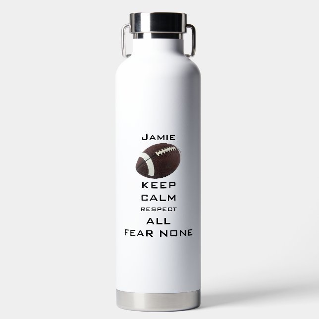 KEEP CALM RESPECT ALL FEAR NONE FOOTBALL ALUMINUM  WATER BOTTLE (Front)
