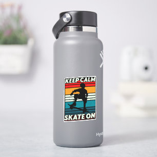 Keep Calm Retro Sunset Skateboard Kiss Cut Vinyl