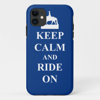 Keep calm & ride on (blue) iPhone 11 case