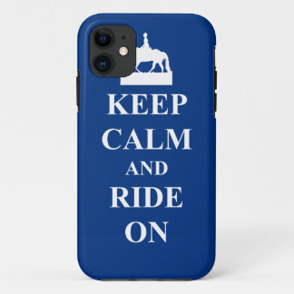 Keep calm & ride on (blue) iPhone 11 case