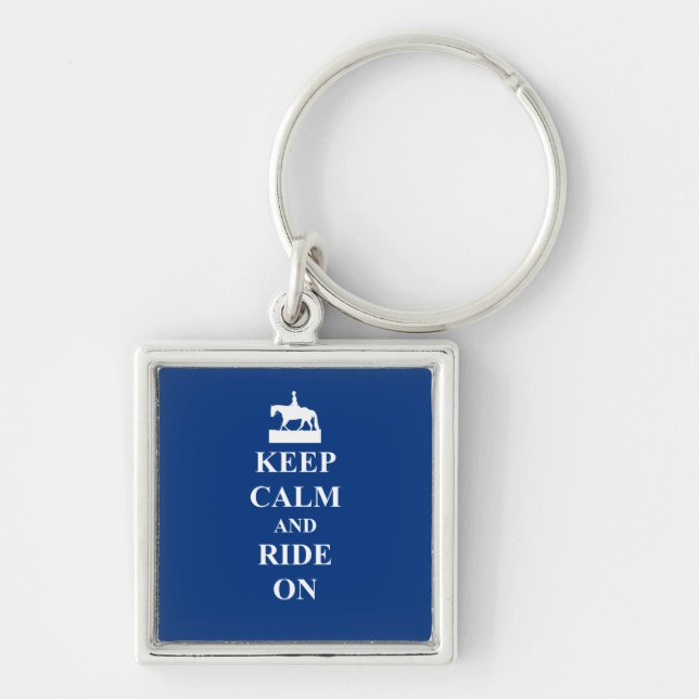 Keep calm & ride on (blue) key ring (Front)