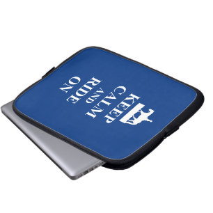 Keep calm & ride on (blue) laptop sleeve