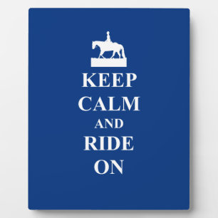 Keep calm & ride on (blue) plaque