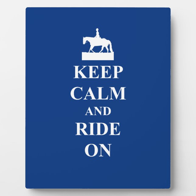 Keep calm & ride on (blue) plaque (Front)