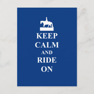Keep calm & ride on (blue) postcard
