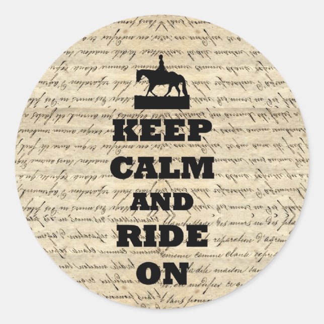 Keep calm & ride on classic round sticker (Front)