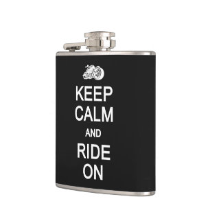Keep Calm & Ride On custom flask