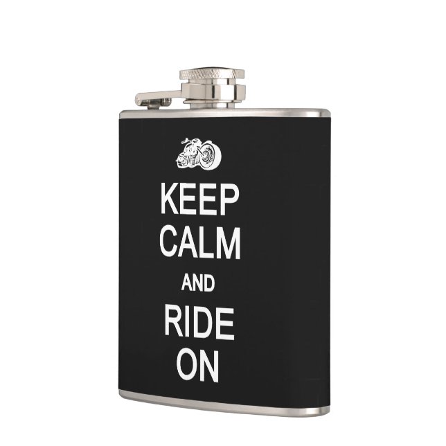 Keep Calm & Ride On custom flask (Left)