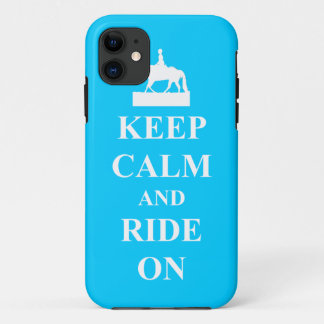 Keep calm & ride on (light blue) iPhone 11 case