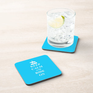 Keep calm & ride on (light blue) coaster