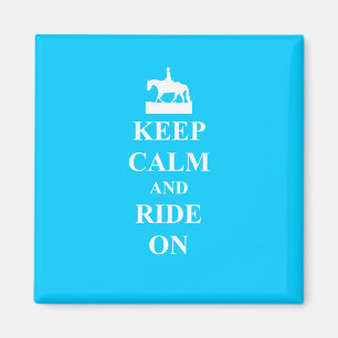 Keep calm & ride on (light blue) magnet