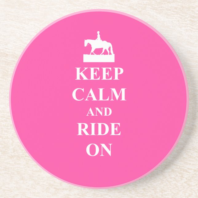 Keep calm & ride on (pink) coaster (Front)