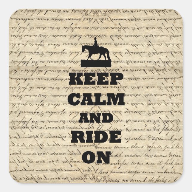 Keep calm & ride on square sticker (Front)