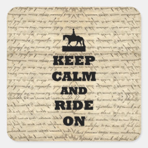 Keep calm & ride on square sticker