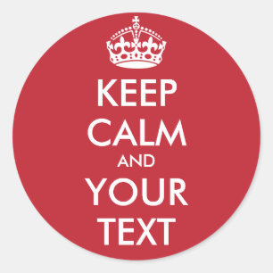Keep Calm Round Sticker - personalised text