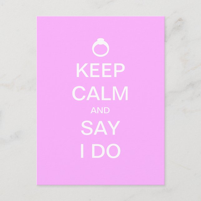 Keep Calm Save The Date Wedding Announcement Postcard (Front)