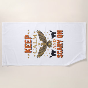 Keep Calm Scary On Vintage Halloween Vector Design Beach Towel