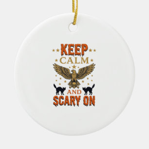 Keep Calm Scary On Vintage Halloween Vector Design Ceramic Ornament