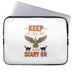 Keep Calm Scary On Vintage Halloween Vector Design Laptop Sleeve