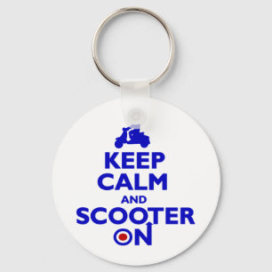 Keep Calm Scooter On (Blue) Keychain