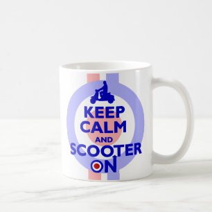 Keep Calm Scooter On (Blue) Travel Mug