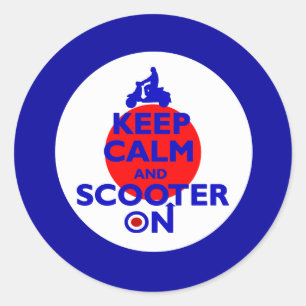 Keep Calm Scooter on Mod target Classic Round Sticker