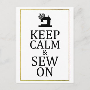 Keep Calm Sew On Faux Gold Crafts Postcard