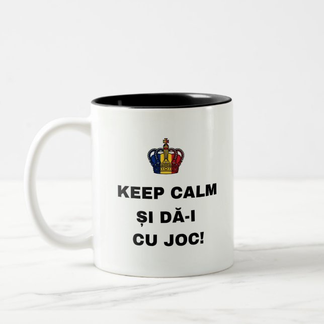 KEEP CALM ȘI DĂ-I CU JOC! Two-Tone COFFEE MUG (Left)