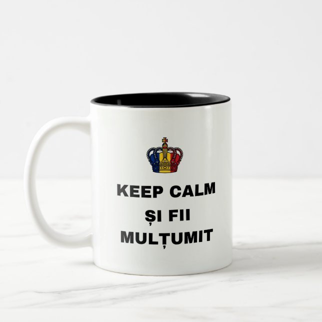 KEEP CALM ȘI FII MULȚUMIT Two-Tone COFFEE MUG (Left)