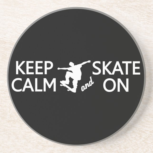 Keep Calm & Skate On custom colour coaster (Front)
