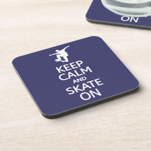 Keep Calm & Skate On custom colour coasters