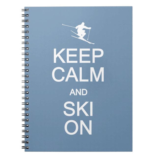 Keep Calm & Ski On custom colour notebook (Front)