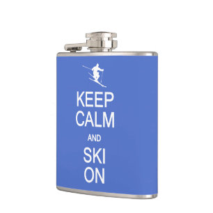 Keep Calm & Ski On custom flask
