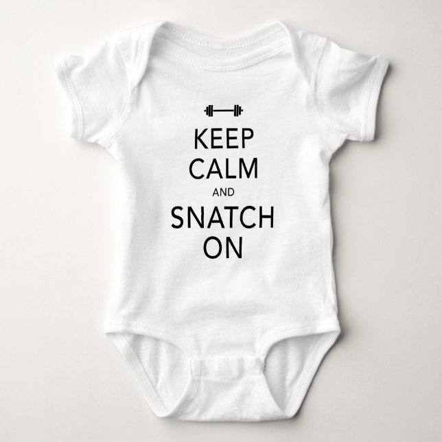 Keep Calm Snatch On Black Baby Bodysuit (Front)