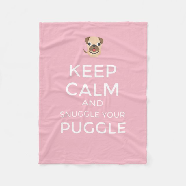 Keep Calm & Snuggle Your Puggle - Custom BLANKET (Front)