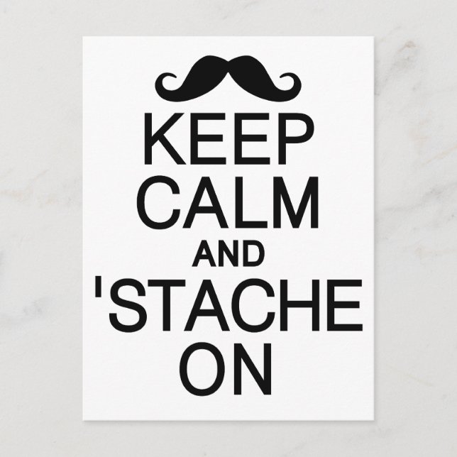 Keep Calm & 'Stache On postcard, customise Postcard (Front)