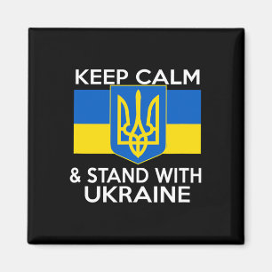 Keep Calm Stand With Ukraine Flag Coat Of Arms Sup Magnet
