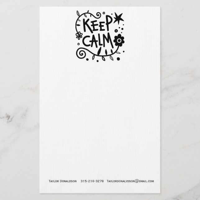 Keep Calm Stationery (Front)