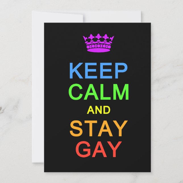 Keep Calm & Stay Gay invitation / card, customise (Front)