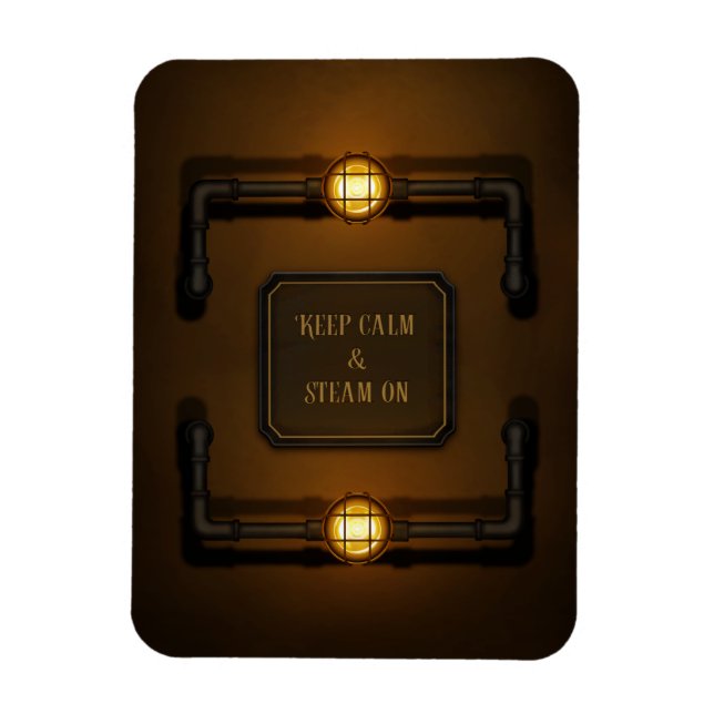 "Keep Calm & Steam On" Machine Age Steampunk Magnet (Vertical)