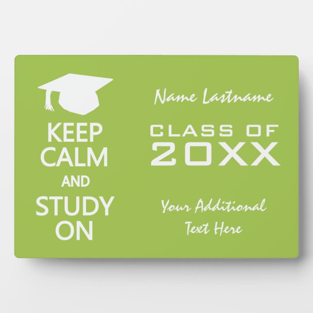 Keep Calm & Study On custom colour plaque (Front)