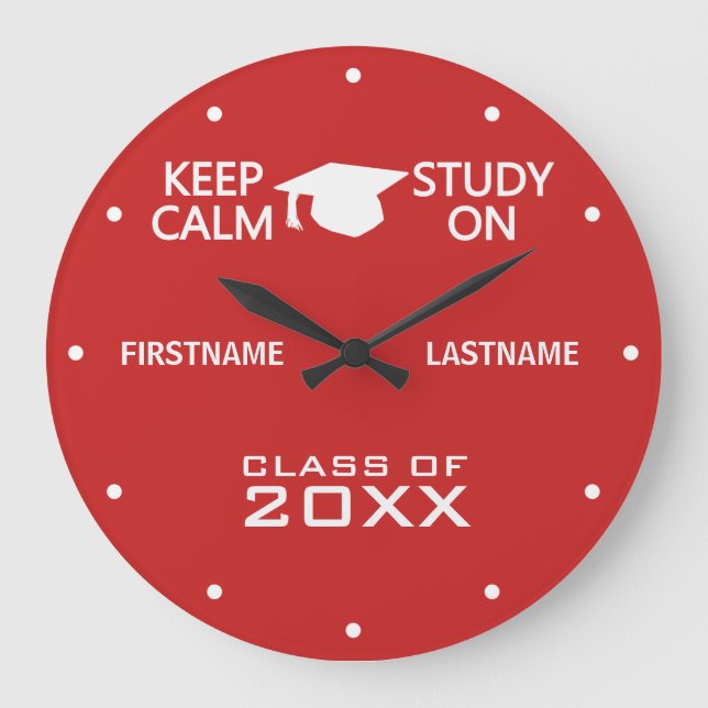 Keep Calm & Study On custom colour wall clock (Front)