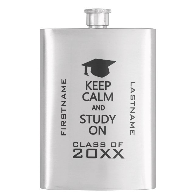 Keep Calm & Study On custom flask (Front)