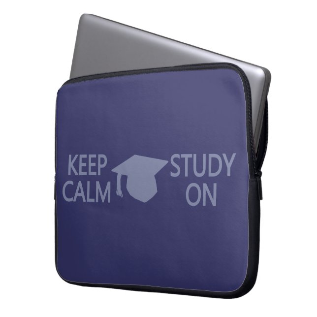 Keep Calm & Study On custom laptop sleeve (Front Left)