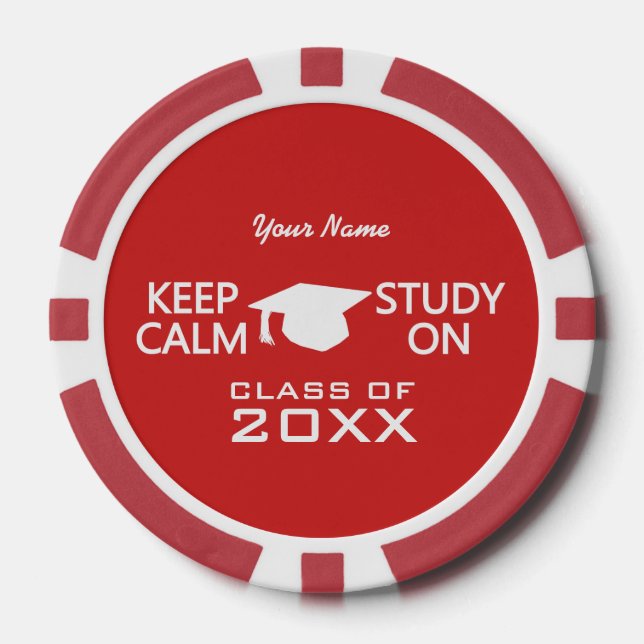 Keep Calm & Study On custom poker chips (Front)