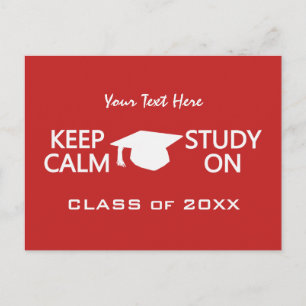 Keep Calm & Study On custom postcards