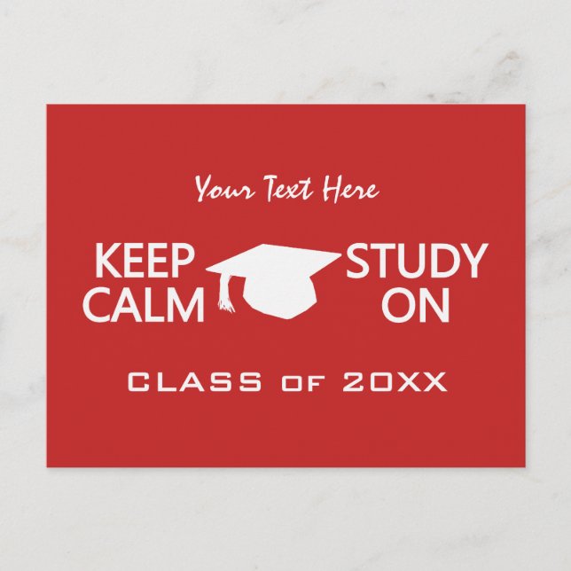 Keep Calm & Study On custom postcards (Front)