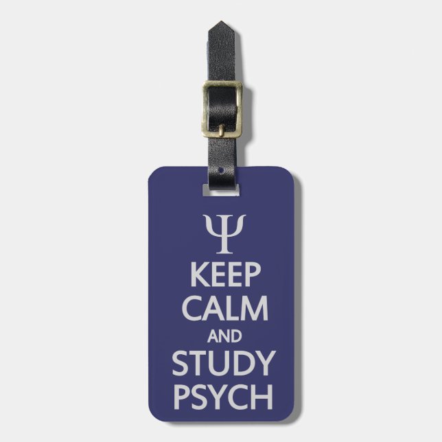 Keep Calm & Study Psych custom luggage tag (Front Vertical)