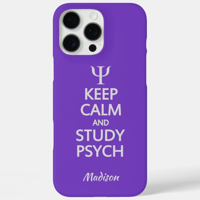 Keep Calm & Study Psych custom name & colour Case-Mate iPhone Case (Back)