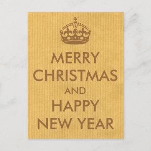 Keep Calm Style Christmas Greeting Kraft Paper Holiday Postcard